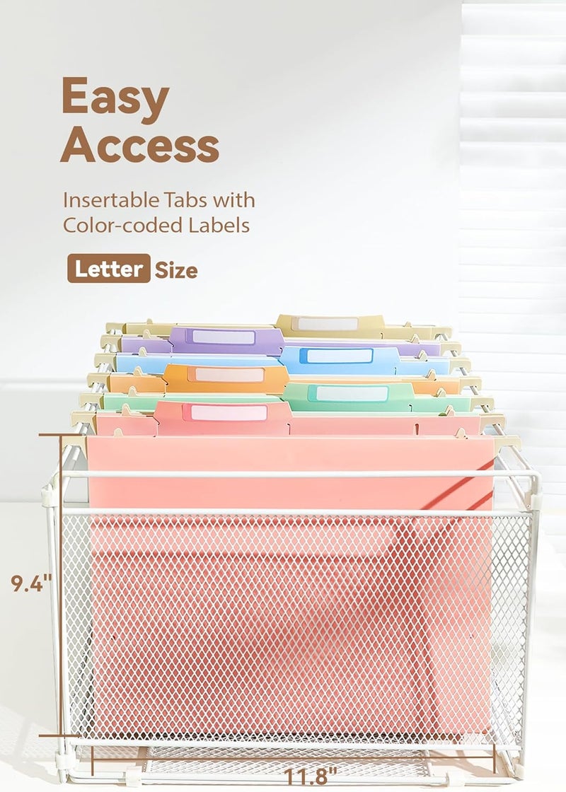 SortRax Plastic High Capacity Hanging File Folders, Pastel Colors, 4" Expanding Pocket with Movable Dividers, Heavy Duty for Filing Cabinet, Insertable Tabs, Letter Size - 6 Pack - Image 5